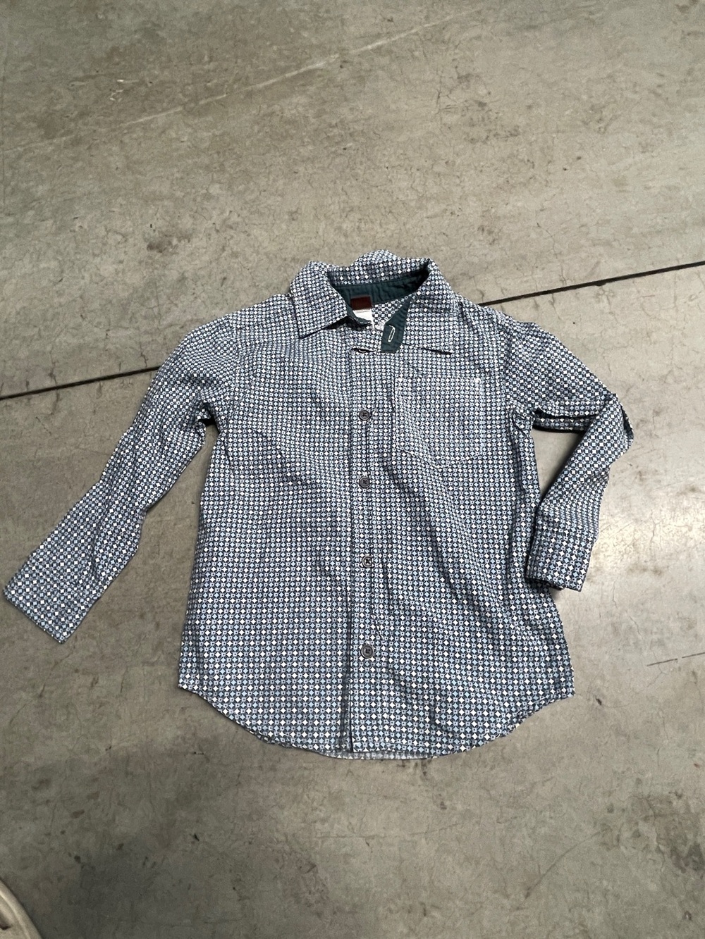 Tea Collection Blue/Green/White Print Button-Down Shirt for Boys 5T